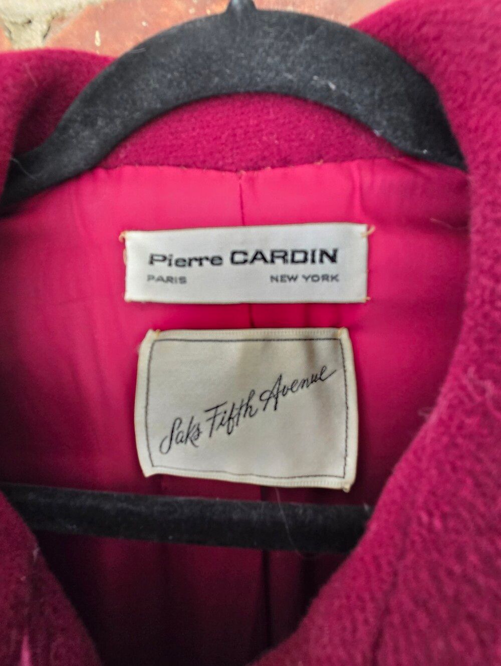 Pierre Cardin VTG Rare Saks Fifth Mod Coat Teardrop pockets Burgundy Small - Picture 8 of 13